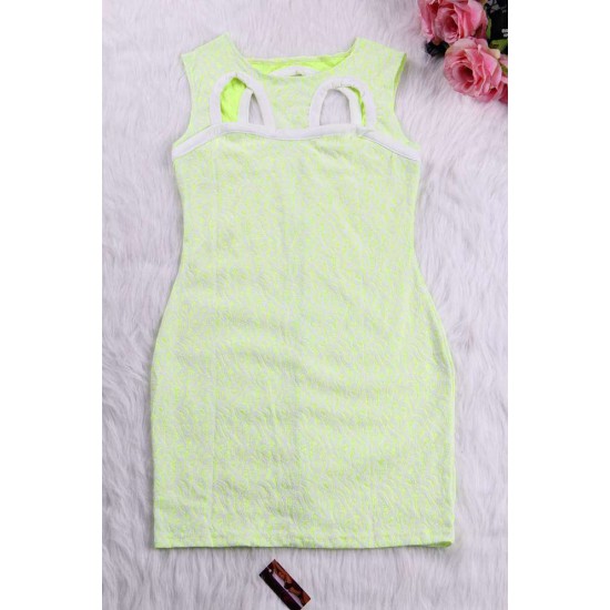 Fluorescent Green Fully Lined Lace Bodycon Dress