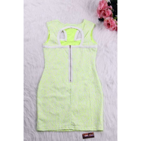 Fluorescent Green Fully Lined Lace Bodycon Dress