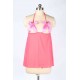 Dark Pink Plus Size Halter Babydoll With Cute Bowknot