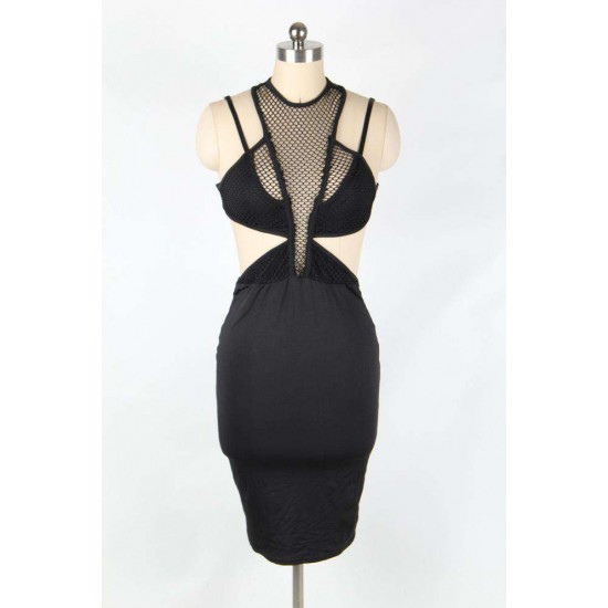 Style Stalker Mesh Crossroads Cutout Black Dress