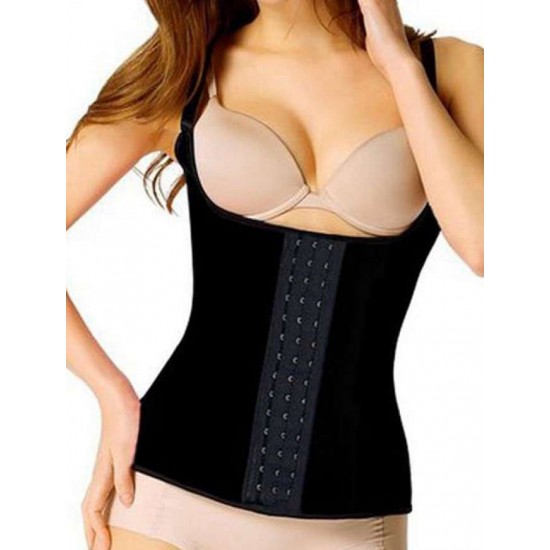 Plus Size Black 4 Steel Boned Latex Waist Trainer Vest