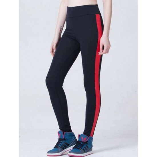 Black Stretch Red Side Trim Leggings