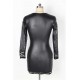 Lace Black Leather Sleeved Mini Dress