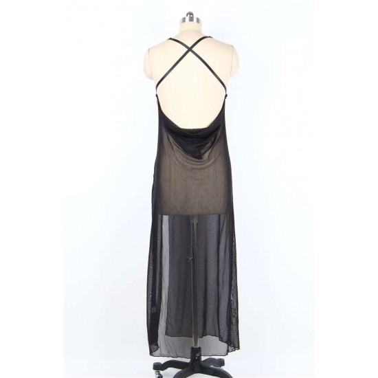 Black Sheer Cowl Back Gown