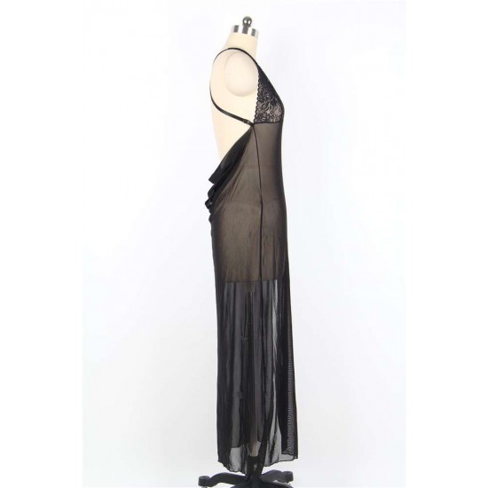 Black Sheer Cowl Back Gown