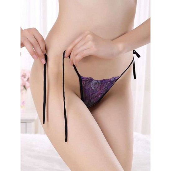 Plus Size Lacing Embroidery Panty