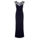 Plus Size Elegant Purplish Blue Side Lace Detail Maxi Dress