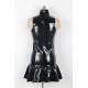 Sleeveless Solid Color Faux Leather Club Dress