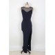 Plus Size Elegant Purplish Blue Side Lace Detail Maxi Dress