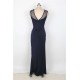 Elegant Purplish Blue Side Lace Detail Maxi Dress