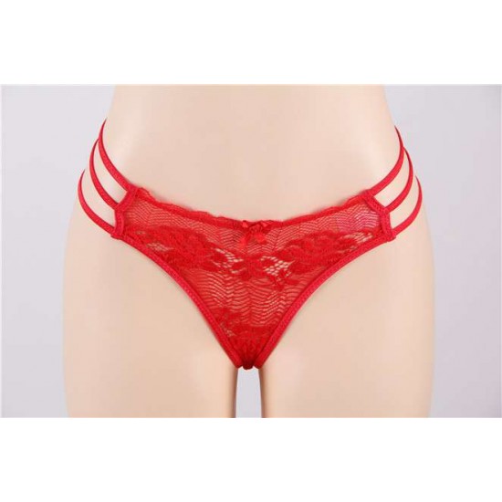 Naughty Plus Size Red Lace Strapy Panty