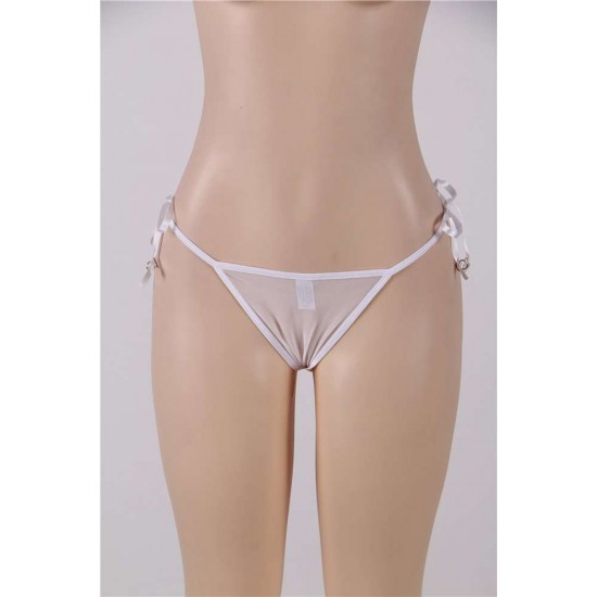 Sexy Embroidered & Beaded Lady White Panty