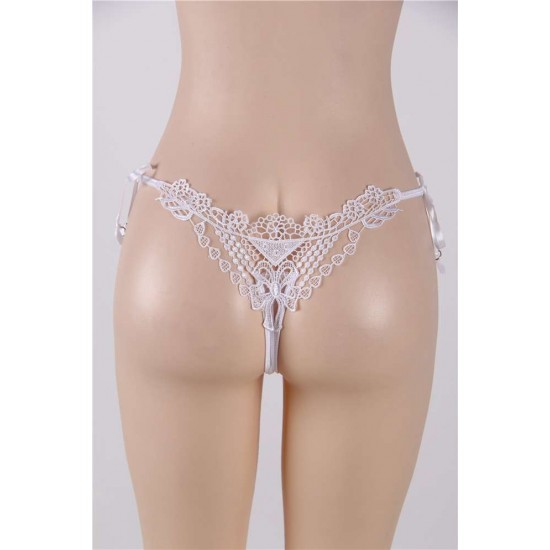 Sexy Embroidered & Beaded Lady White Panty