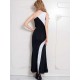 One Shoulder Stitching Evening Dress