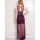 Short Dress Sleeveless with Floor Length Sheer Overlay