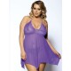 Purple Plus Size Halter Lace Top Babydoll