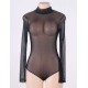 Black Sheer Mesh Long Sleeve Bodysuit