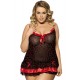 Plus Size Floral Lingerie Dress With Red Layer