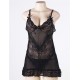 Black Transparent Embroidered Lace Plus Size Babydoll