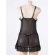 Black Transparent Embroidered Lace Plus Size Babydoll