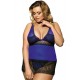 Plus Size Lace  V- Neck Plus Size Babydoll