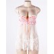 Pink Plus Size Bustier Top Babydoll With Sheer Bodice