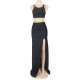 Plus Size Black Cross-strapped Gown