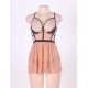 Pink Lace Camisole Eyelash Open Back Lingerie