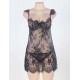 Black Sheer Floral Lace Babydoll Set