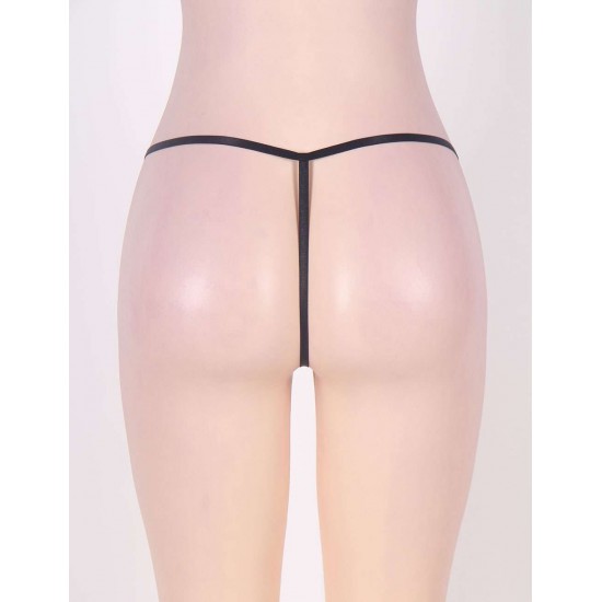 Plus Size Black Open G-string