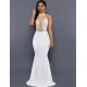 White Transparent Mesh  Applique Maxi