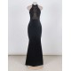 Black Transparent Mesh Applique Maxi