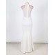 White Transparent Mesh  Applique Maxi