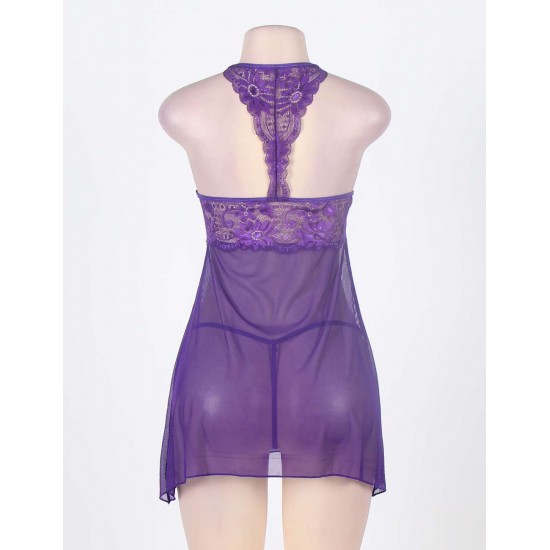 Seduce Midnight Purple Springtime Babydoll Set