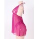 Plus Size Rosy Halter Stretch Mesh and Lace Babydoll