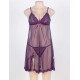 Purple Plus Size 3pc Transparent Lace Robe Lingerie