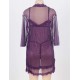 Purple Plus Size 3pc Transparent Lace Robe Lingerie