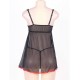 Black Plus Size Transparent Babydoll With Red Ribbon