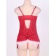 Red Plus Size Babydoll With Lace Trim