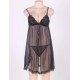 Black 3 pcs Plus Size Transparent Babydoll Set