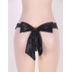 Black Mesh Big Bow Ruffled Thong