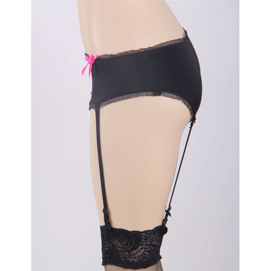 Crotchless Boyshort with Garters