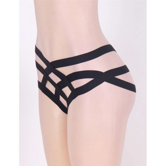 Black Cage Bandage Brief Thong