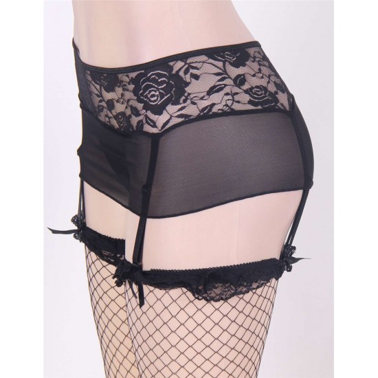 Sexy Lace Mesh Garters Suspenders Fit for Stockings With G-String