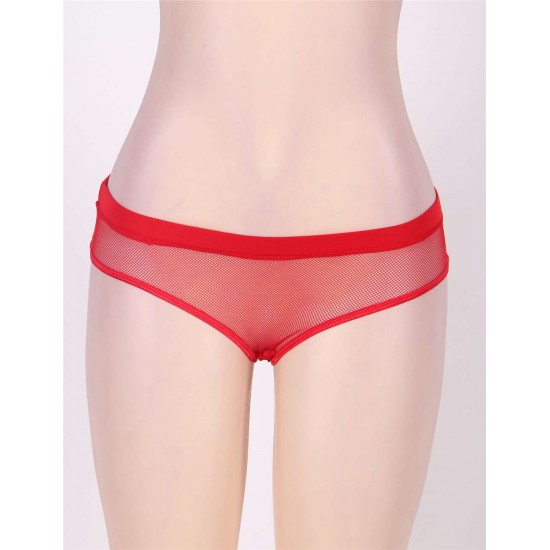 Red Netted Open Back Hipster Panty