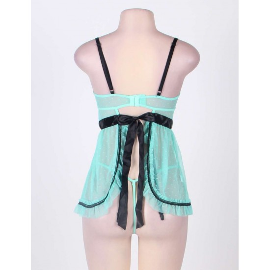 Green Plus Size Open Back Babydoll With Waistband