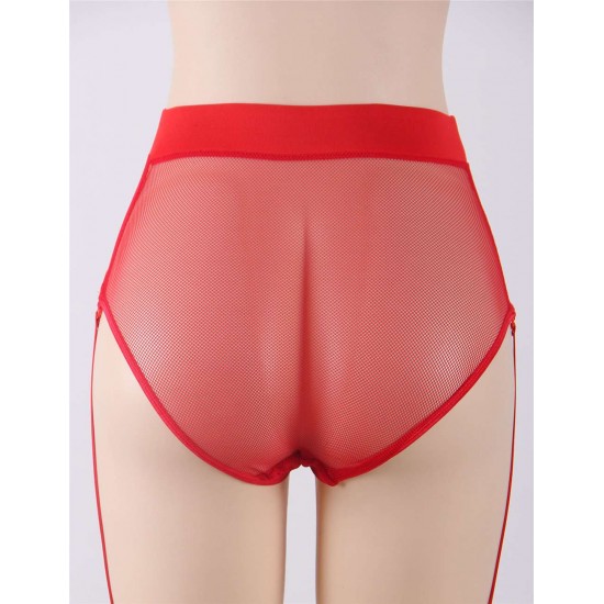 High Waist Side Garter Fishnet Panty