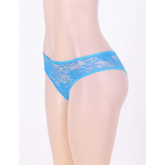 Open Crotch Blue Lace Sexy Panty