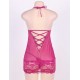 Rosy Red Lace Mesh Babydoll