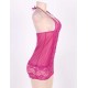 Rosy Red Lace Mesh Babydoll